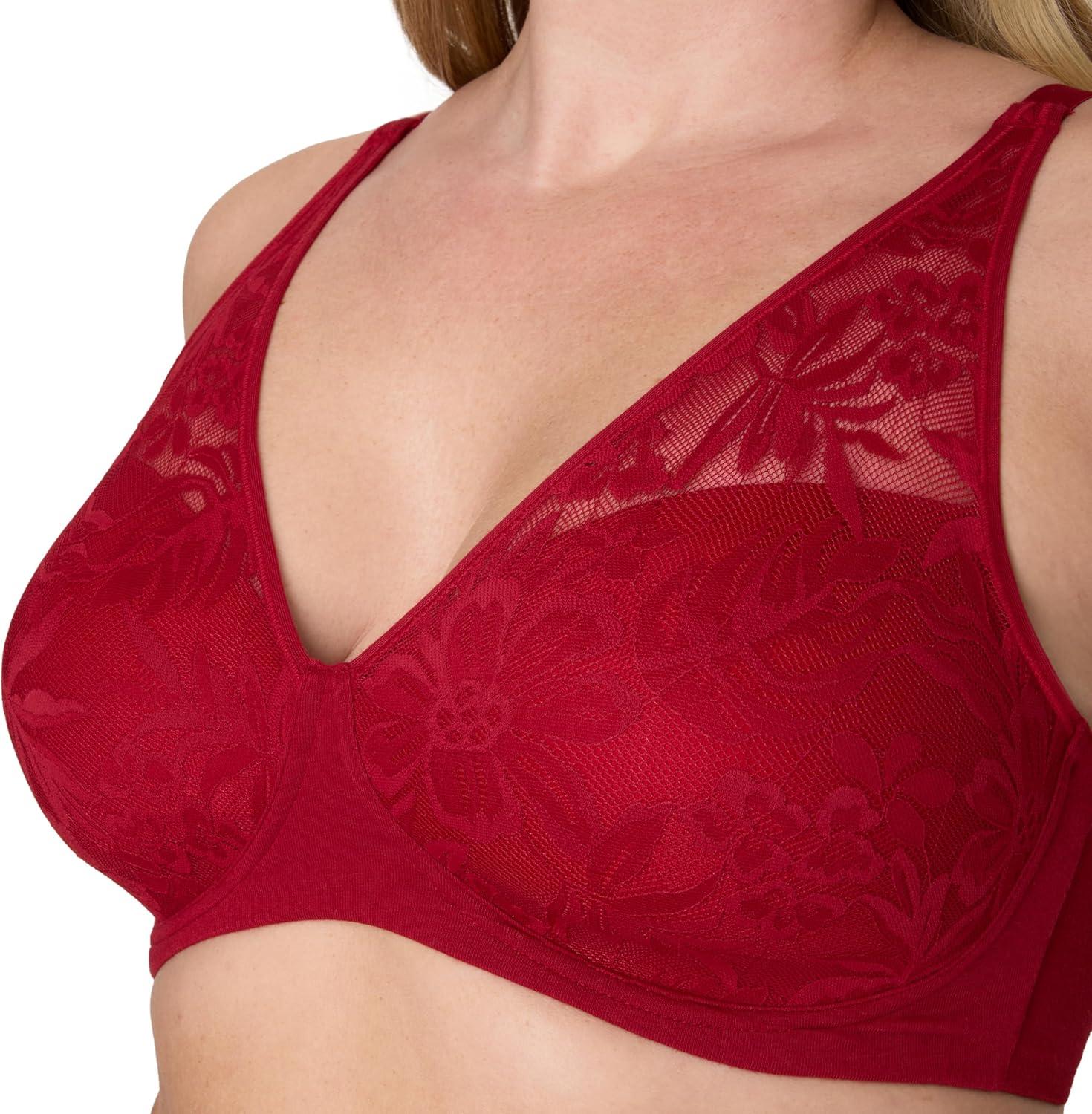 imageBali Womens Breathe Modal TShirt Bra Breathable Wireless Bra FullCoverage Convertible BraRosy Red