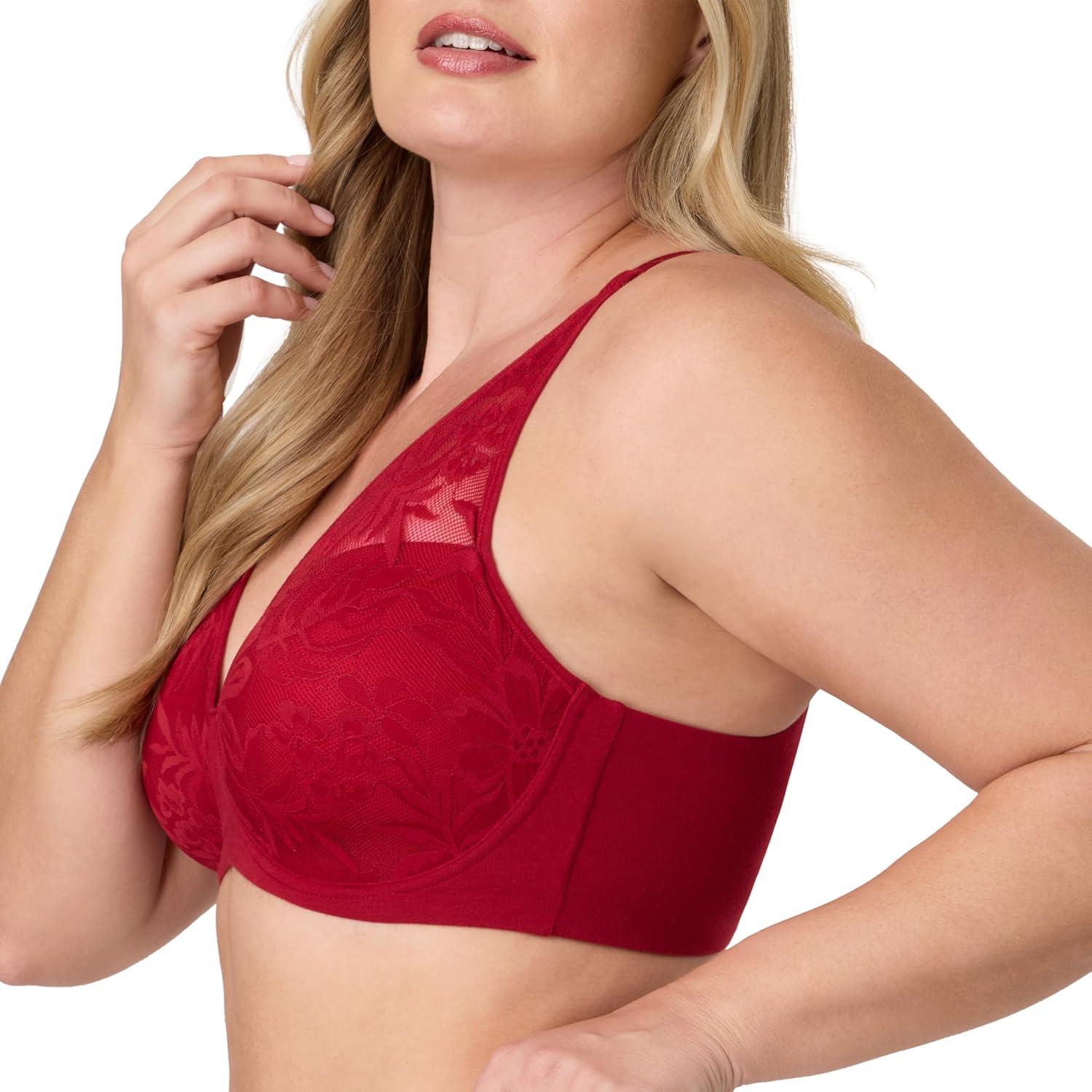 imageBali Womens Breathe Modal TShirt Bra Breathable Wireless Bra FullCoverage Convertible BraRosy Red