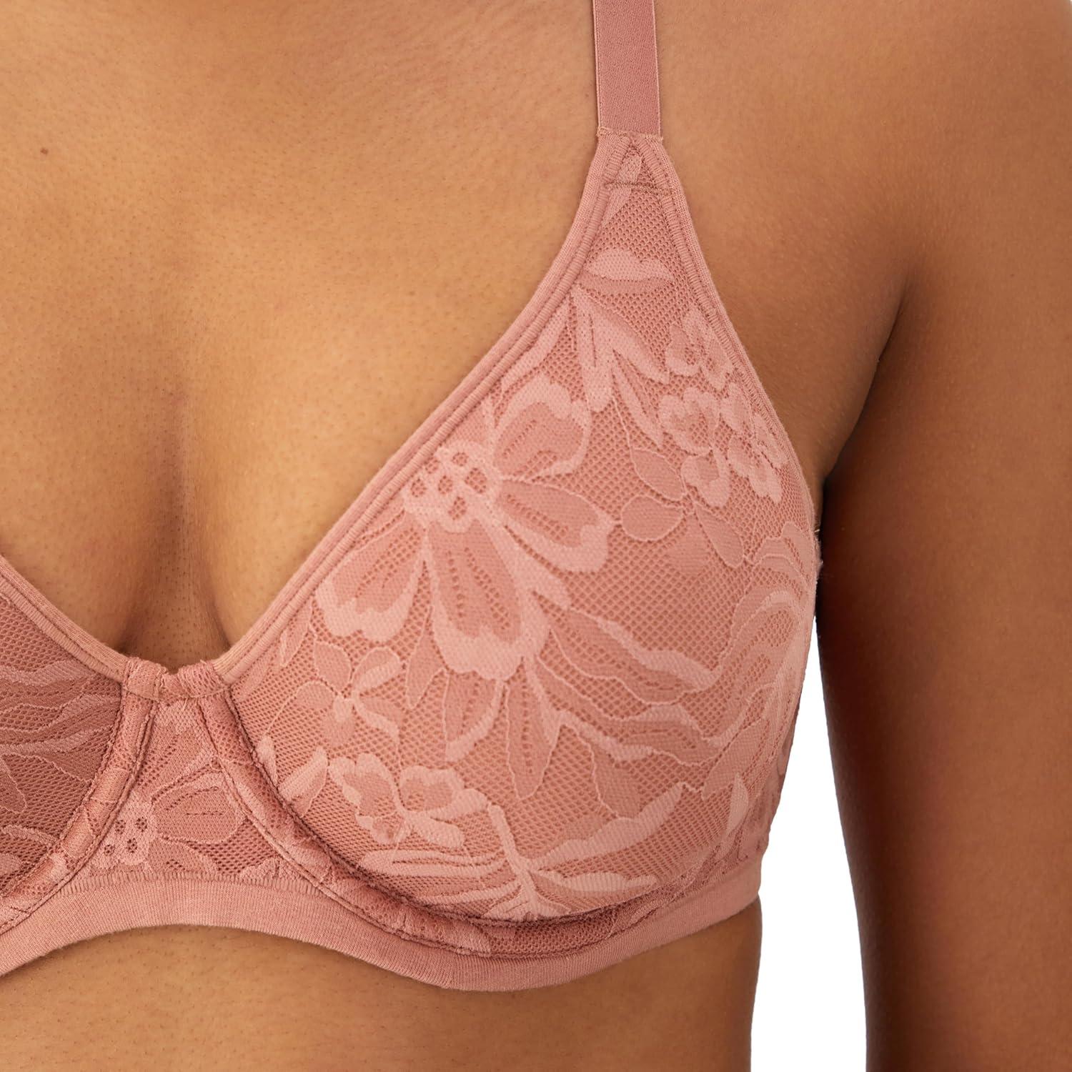 imageBali Womens Breathe Underwire Bra Cotton Modal Lightly Lined Bra Full Coverage Breathable Convertible StrapsMisted Rose