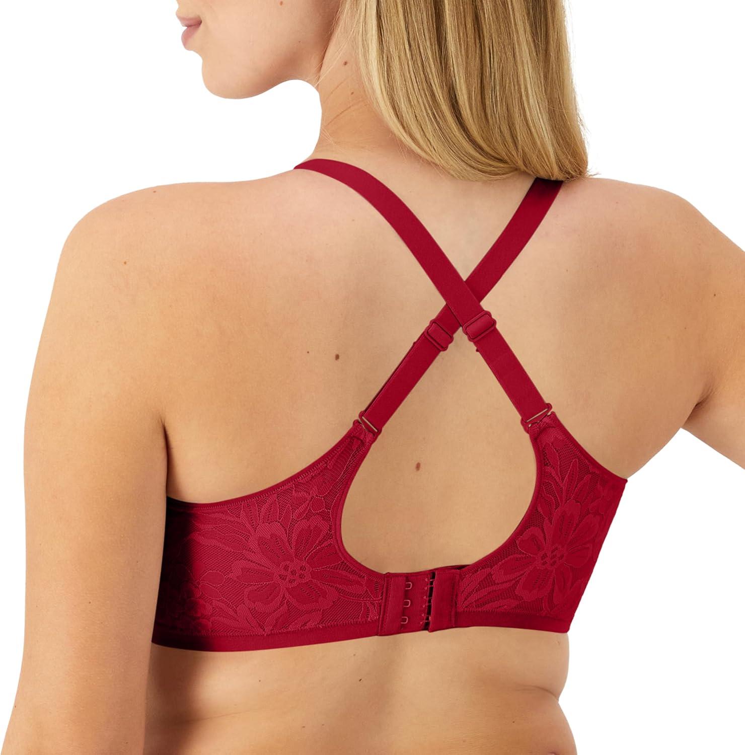 imageBali Womens Breathe Underwire Bra Cotton Modal Lightly Lined Bra Full Coverage Breathable Convertible StrapsRosy Red