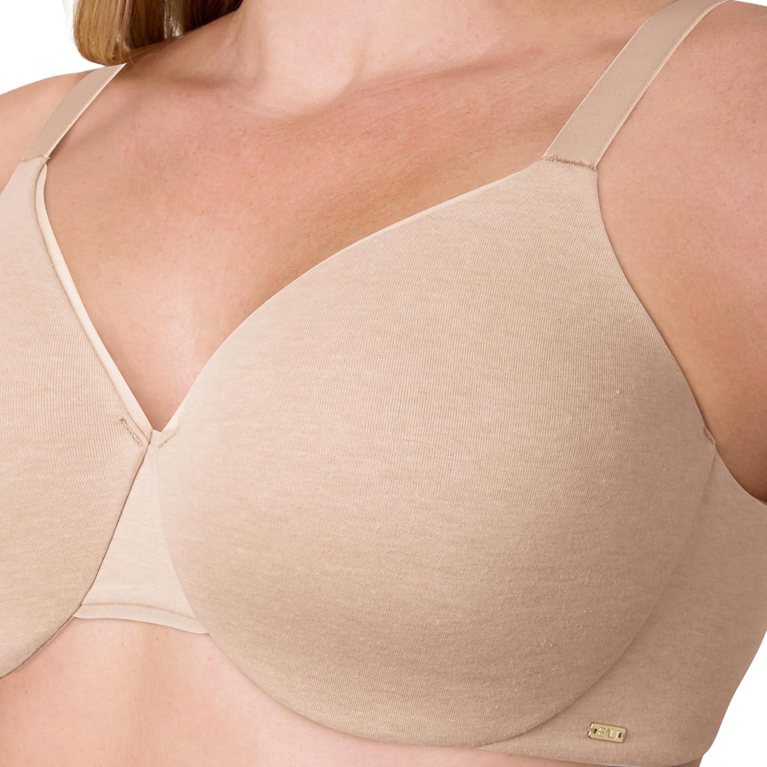 imageBali Womens TShirt Bra Cotton Collection Underwire Bra for Women Full Coverage MoistureWickingTropical Sand Heather