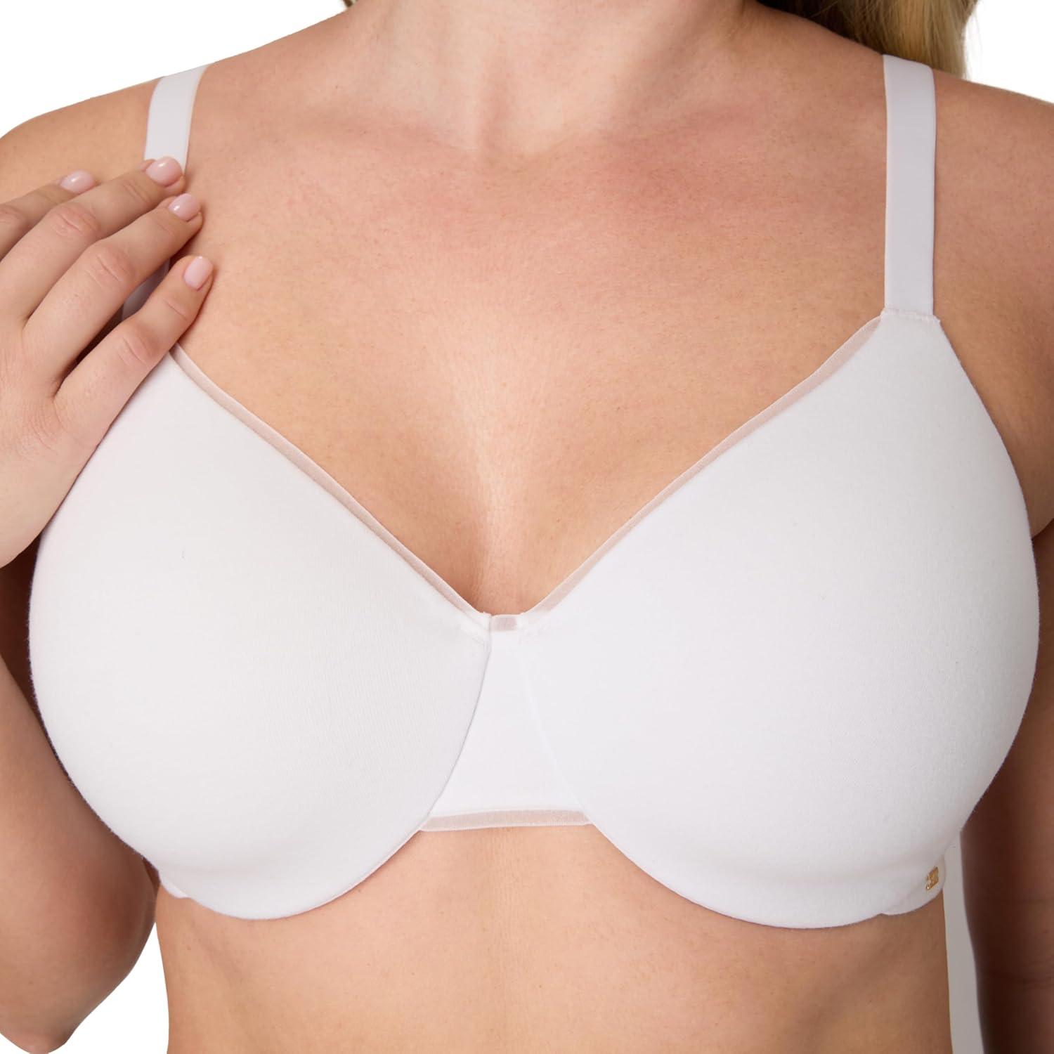 imageBali Womens TShirt Bra Cotton Collection Underwire Bra for Women Full Coverage MoistureWickingWhite