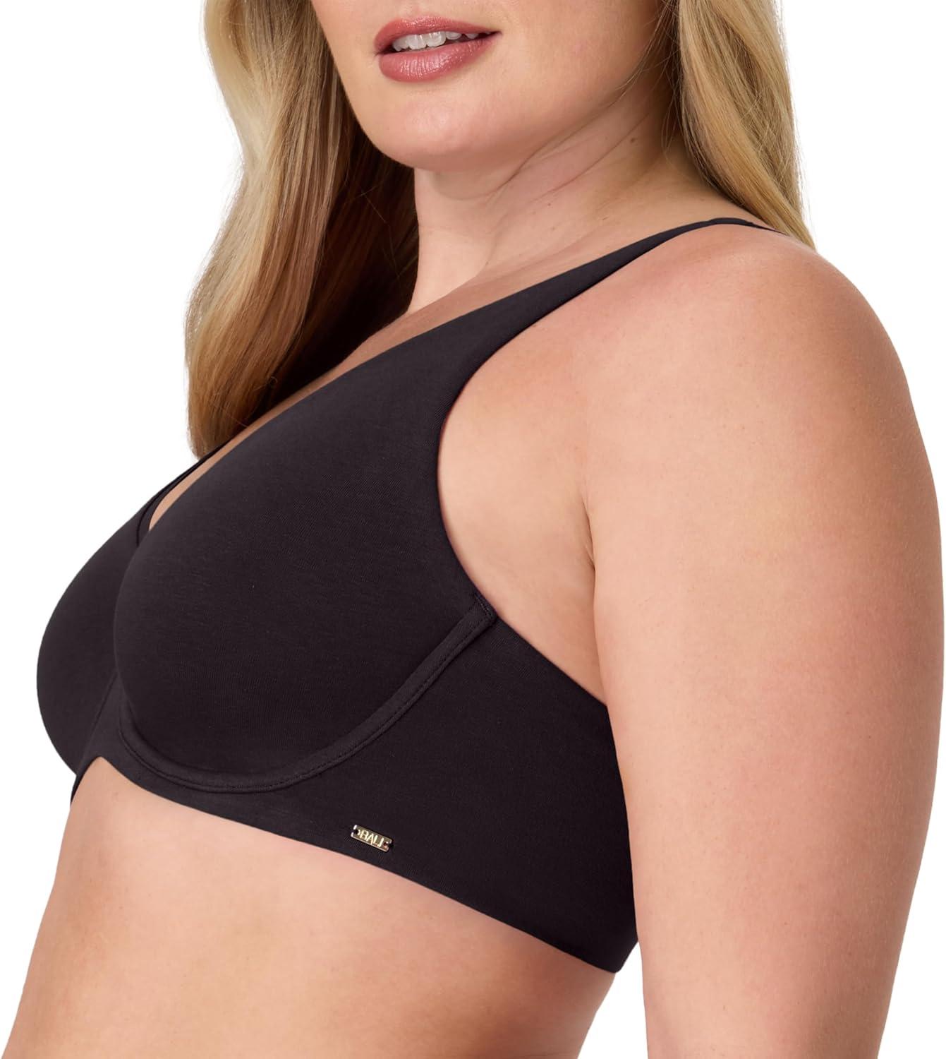 imageBali Womens Underwire Bra Cotton Collection 2ply Underwire Bra MoistureWicking Full Coverage Convertible StrapsBlack