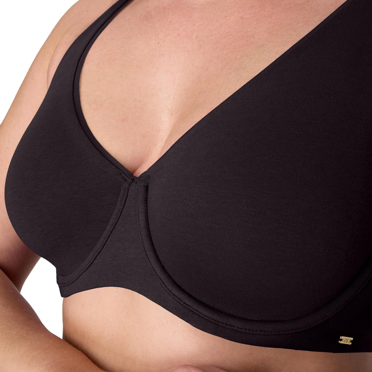 imageBali Womens Underwire Bra Cotton Collection 2ply Underwire Bra MoistureWicking Full Coverage Convertible StrapsBlack