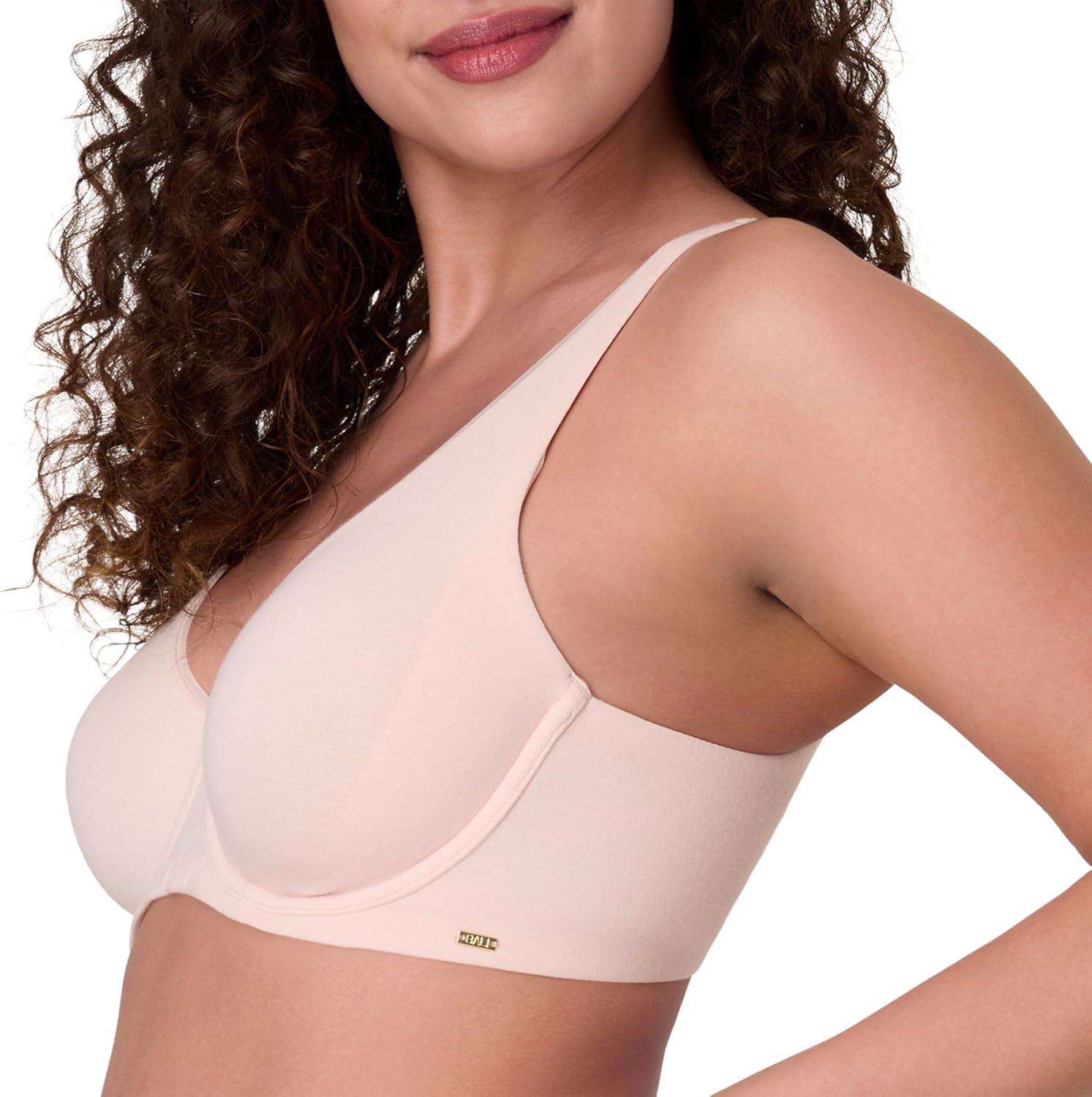 imageBali Womens Underwire Bra Cotton Collection 2ply Underwire Bra MoistureWicking Full Coverage Convertible StrapsLight Buff
