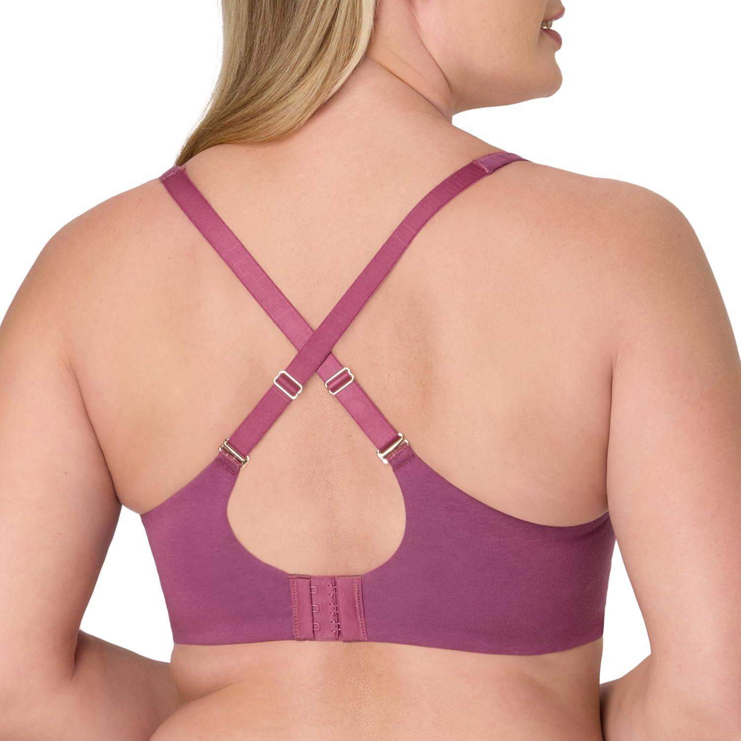 imageBali Womens Underwire Bra Cotton Collection 2ply Underwire Bra MoistureWicking Full Coverage Convertible StrapsMauve Mood