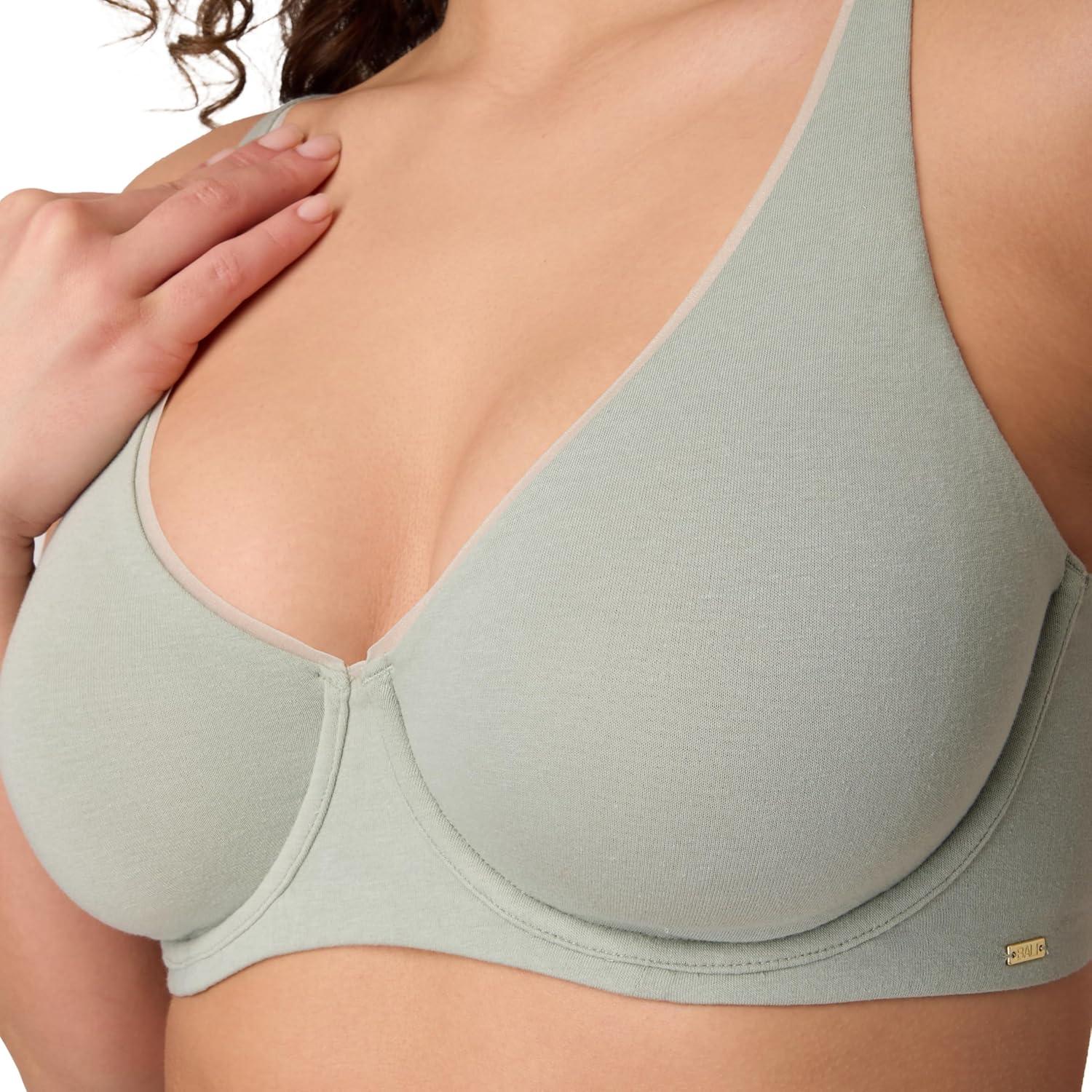 imageBali Womens Underwire Bra Cotton Collection 2ply Underwire Bra MoistureWicking Full Coverage Convertible StrapsSeagrass Green