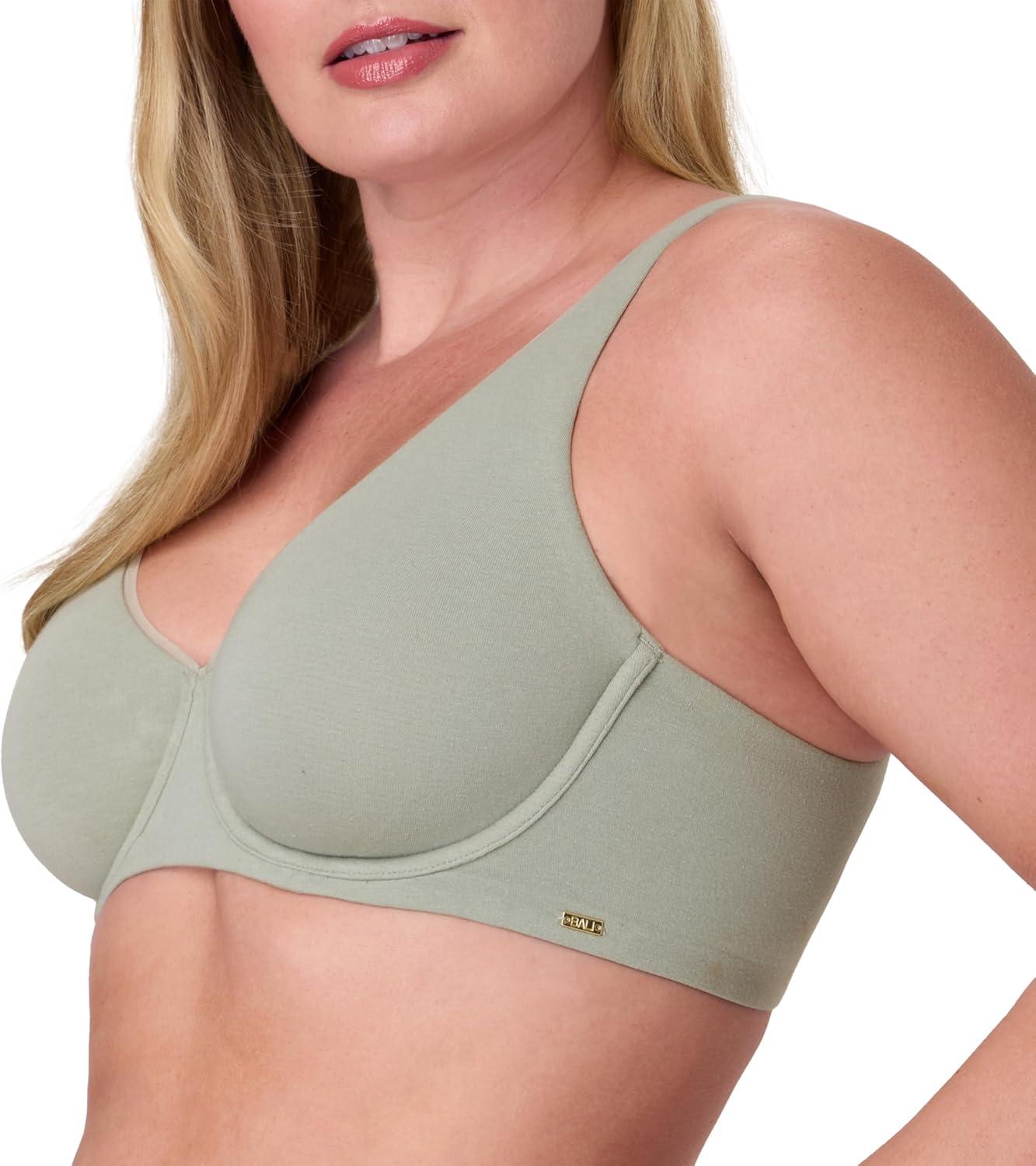 imageBali Womens Underwire Bra Cotton Collection 2ply Underwire Bra MoistureWicking Full Coverage Convertible StrapsSeagrass Green