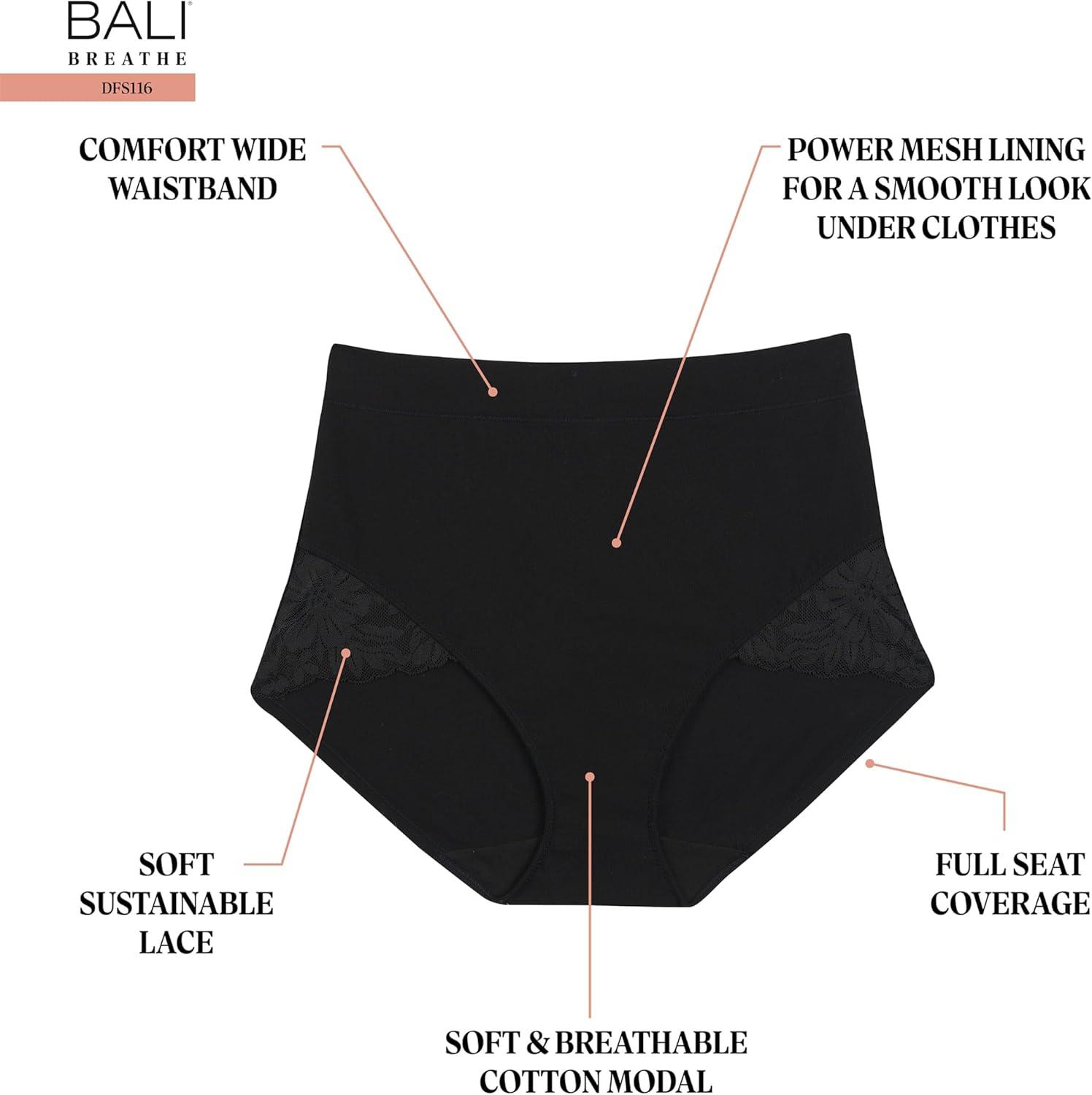 imageBali womens Breathe Lace Shaping Brief Breathable Modal Firm Control Shapewear Panty 2packAlmondAlmond