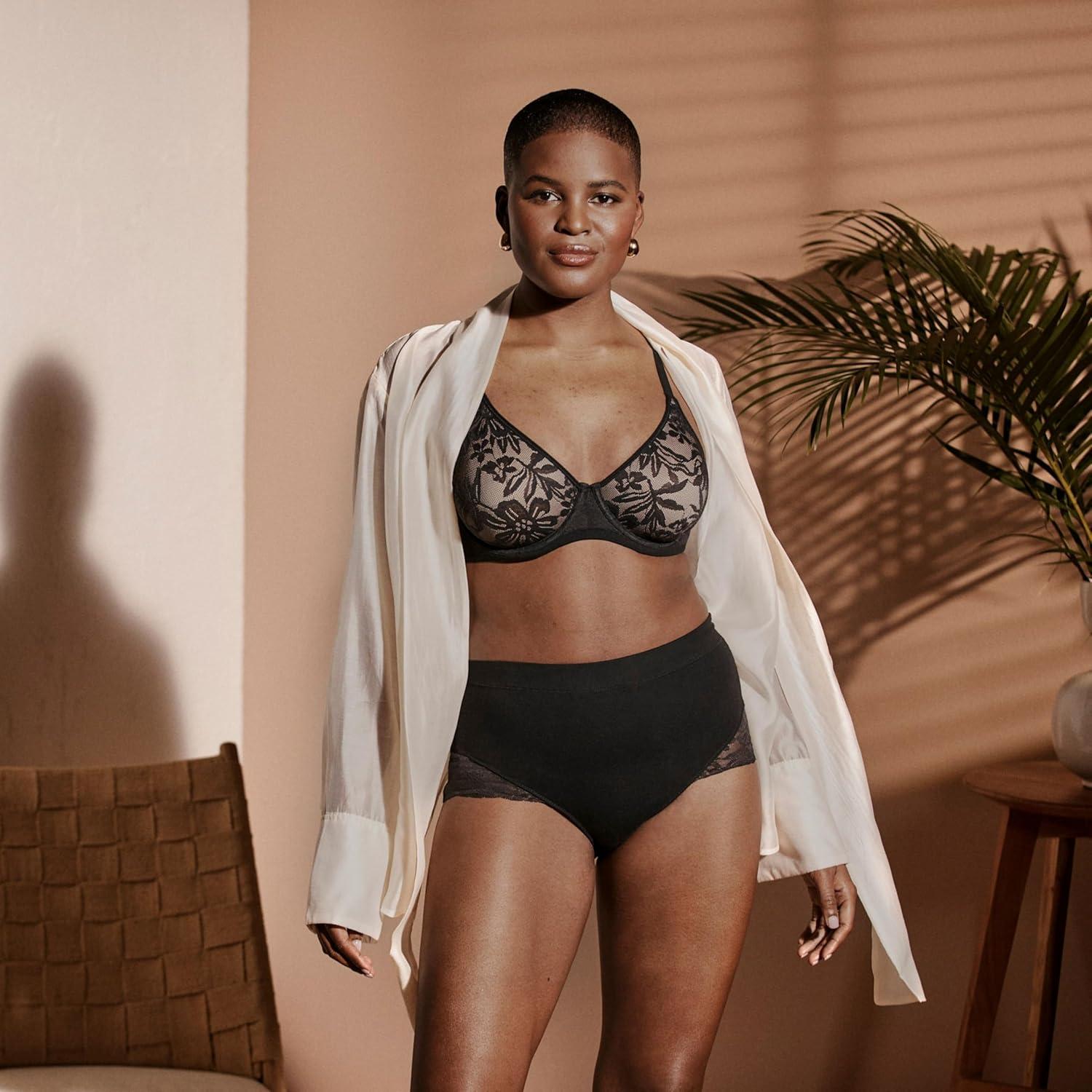 imageBali womens Breathe Lace Shaping Brief Breathable Modal Firm Control Shapewear Panty 2packBlack LaceBlack Lace
