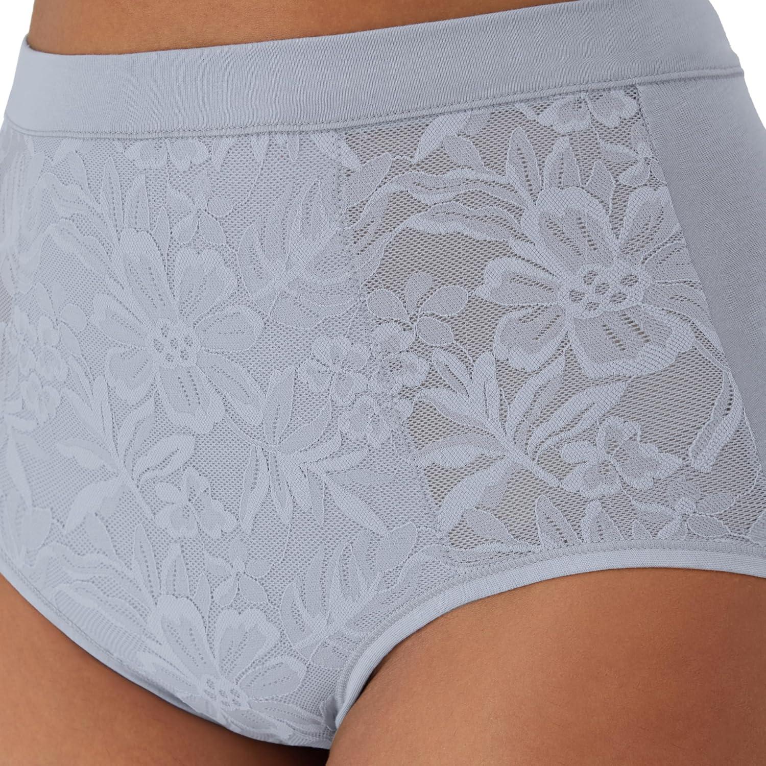 imageBali womens Breathe Underwear Highrise Briefs Breathable Cotton Modal Lace Panties 3packDeep CeriseGlossSilver Satin