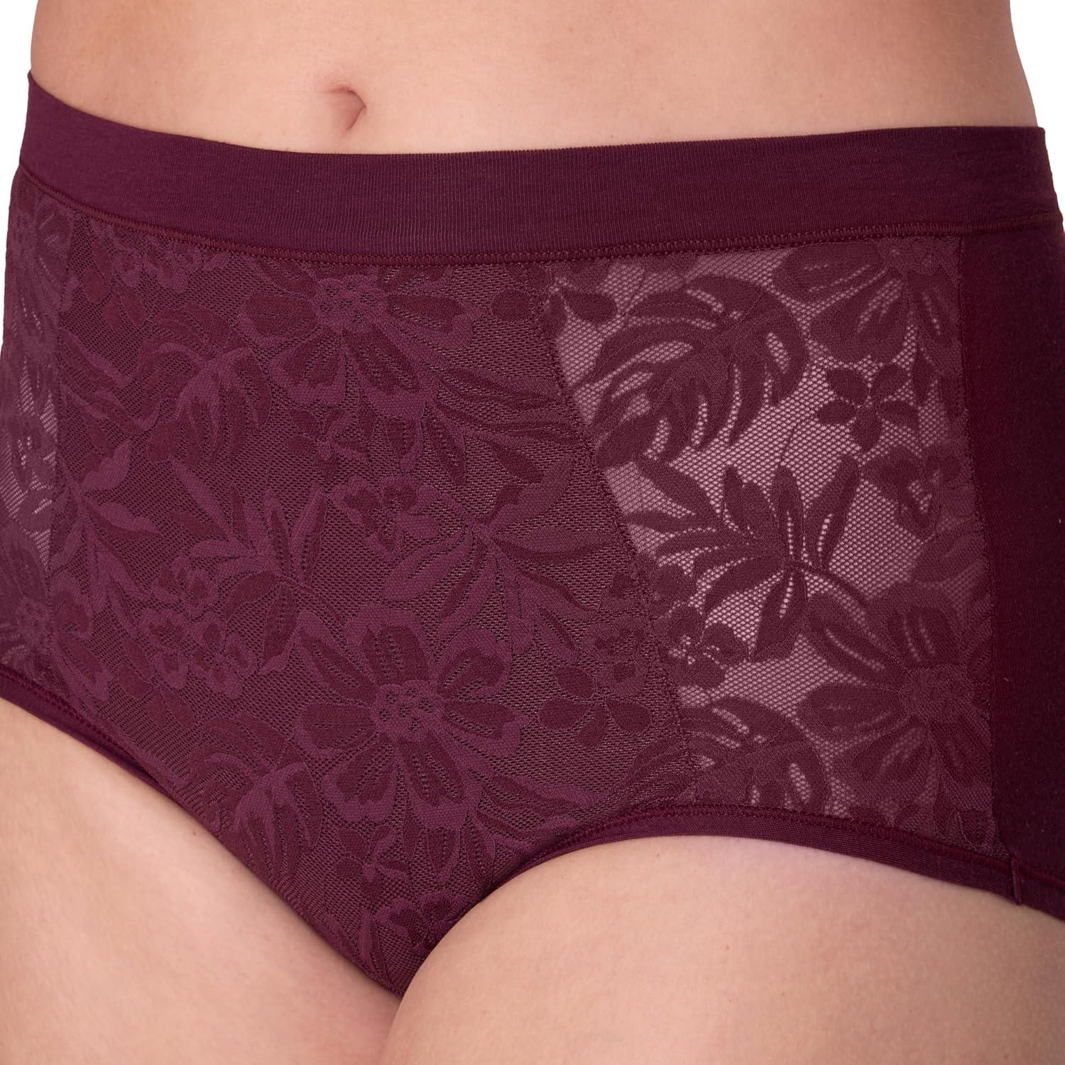 imageBali womens Breathe Underwear Highrise Briefs Breathable Cotton Modal Lace Panties 3packLight Buff Smokey Purple Mauve Midnight Rouge