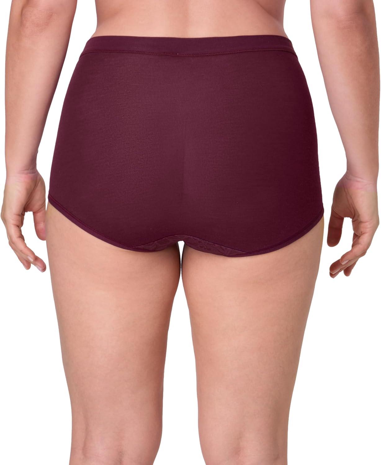 imageBali womens Breathe Underwear Highrise Briefs Breathable Cotton Modal Lace Panties 3packLight Buff Smokey Purple Mauve Midnight Rouge