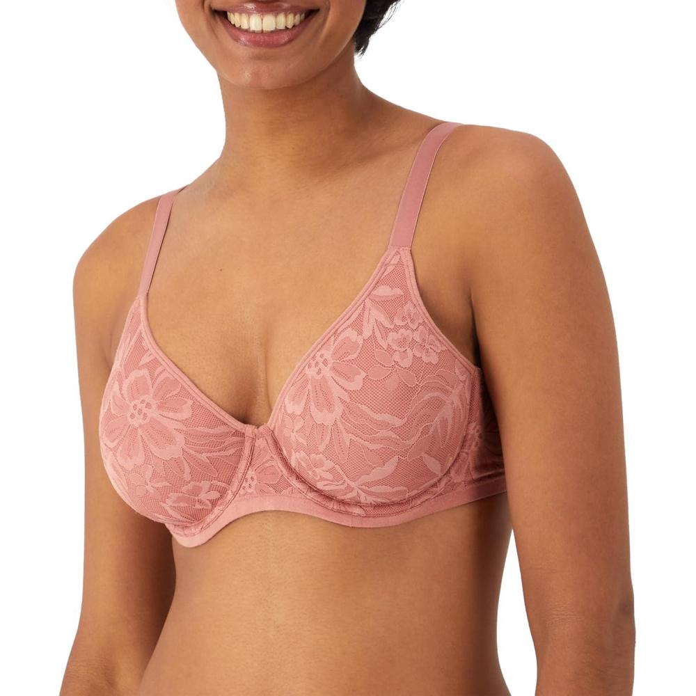 imageBali Womens Breathe Underwire Bra Cotton Modal Lightly Lined Bra Full Coverage Breathable Convertible StrapsMisted Rose