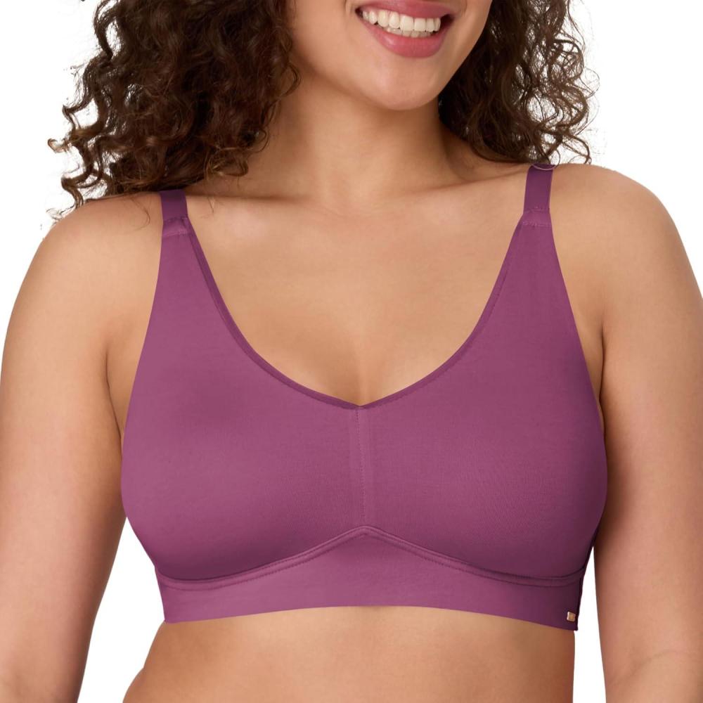 imageBali Womens Wireless Bra Cotton Collection FullCoverage Bra for Women MoistureWicking Convertible StrapsMauve Mood