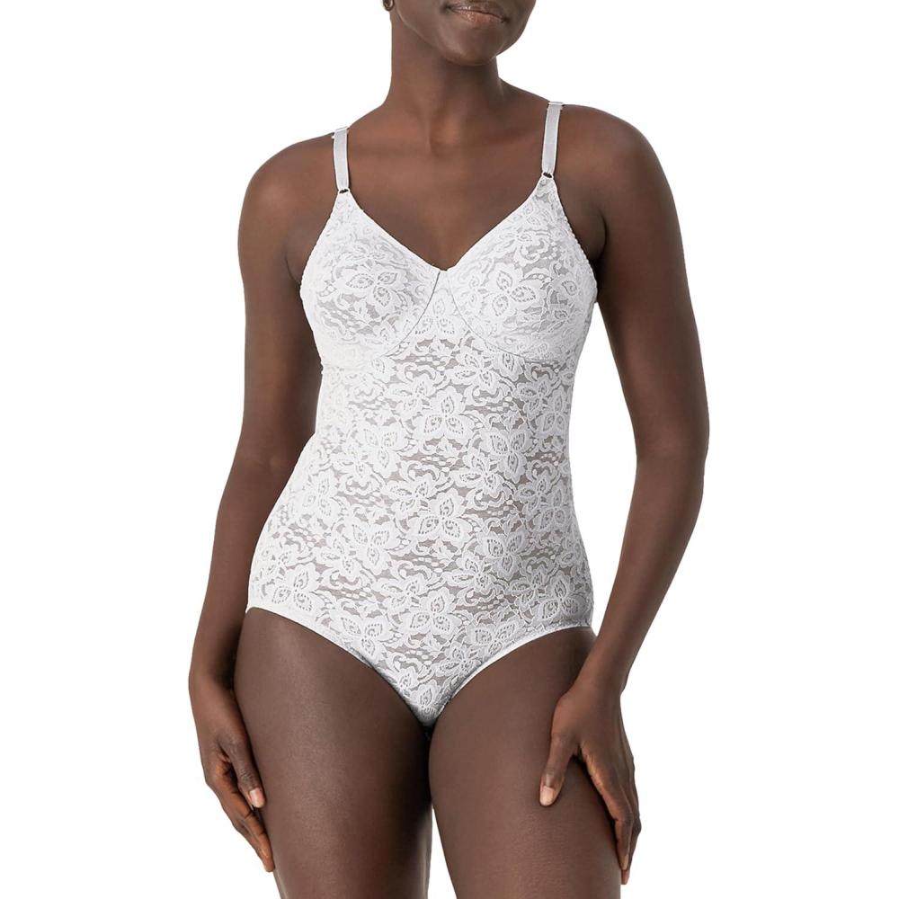 imageBali womens Lace Shapewear Faja Body Shaper Lace N Smooth Firmcontrol Shapewear for Women Builtin BraWhite