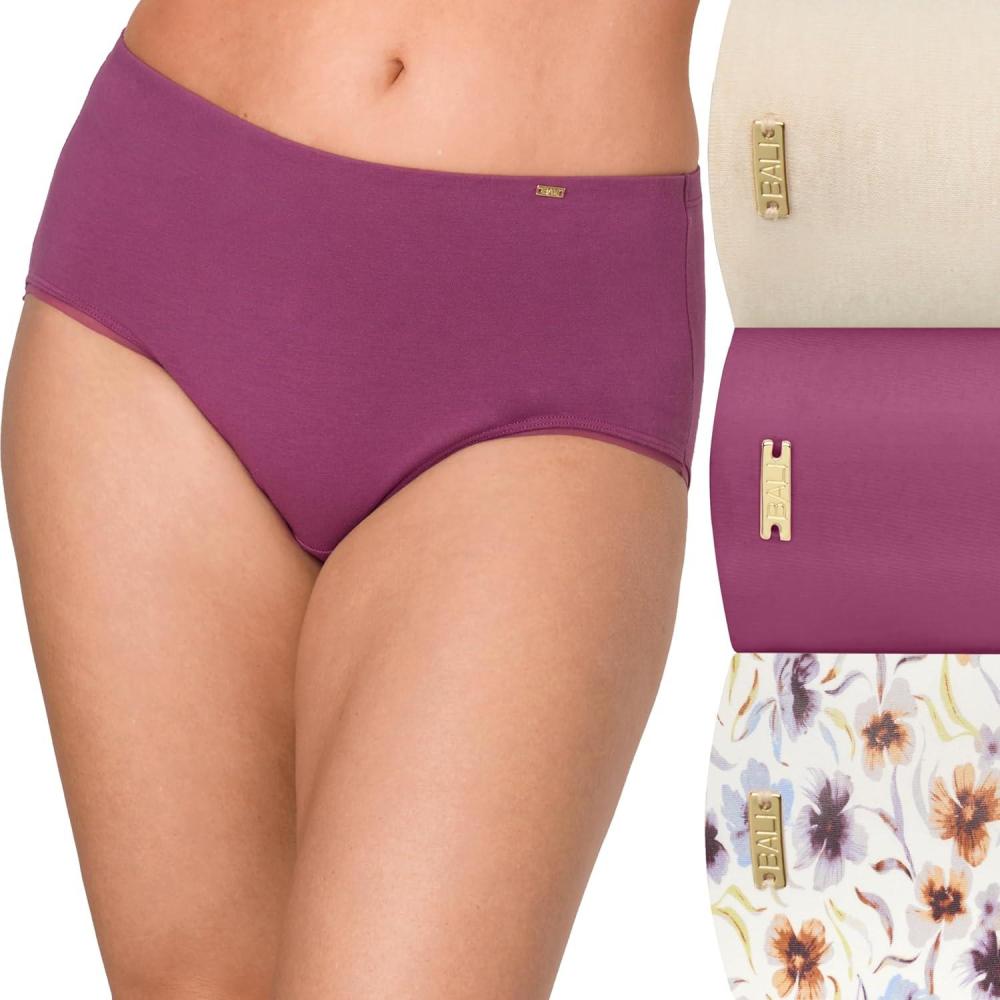 imageBali womens Underwear Hipster Pack Lux Cotton Essentials Hipster Underwear Moisturewicking Tummy Control 3packTropical Sand HeatherMauve Mood Desert Poppy Print