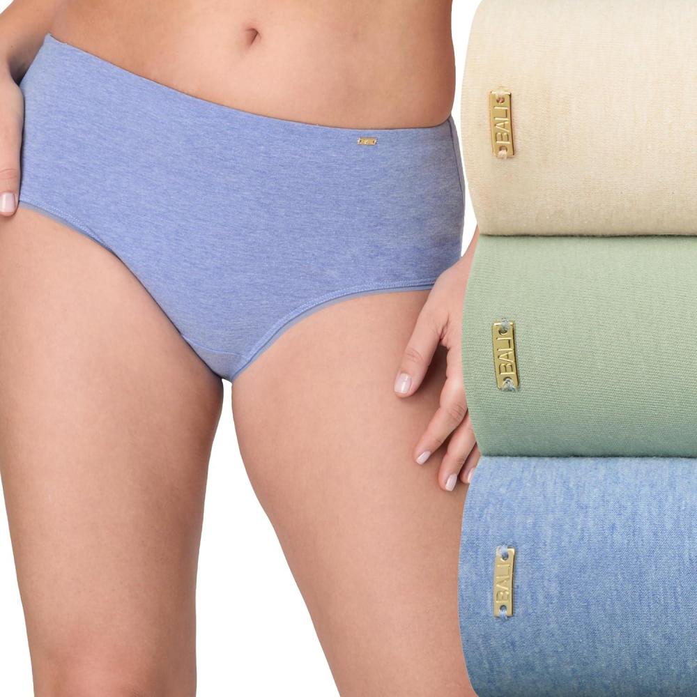 imageBali womens Underwear Hipster Pack Lux Cotton Essentials Hipster Underwear Moisturewicking Tummy Control 3packTropical Sand HeatherSeagrass GreenScenic Blue Heather