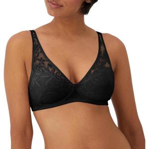 Bali Women’s Breathe Modal T-Shirt Bra, Breathable Wireless Bra, Full-Coverage Convertible Bra(Black)
