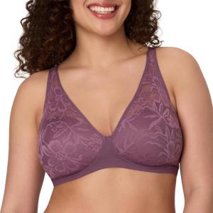 Bali Women’s Breathe Modal T-Shirt Bra, Breathable Wireless Bra, Full-Coverage Convertible Bra(Currant Purple 2)