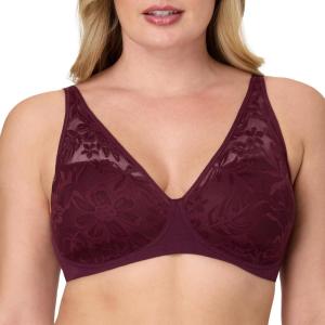 Bali Women’s Breathe Modal T-Shirt Bra, Breathable Wireless Bra, Full-Coverage Convertible Bra(Midnight Rouge)