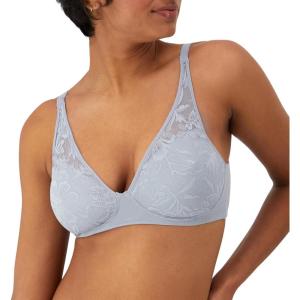 Bali Women’s Breathe Modal T-Shirt Bra, Breathable Wireless Bra, Full-Coverage Convertible Bra(Silver Satin)
