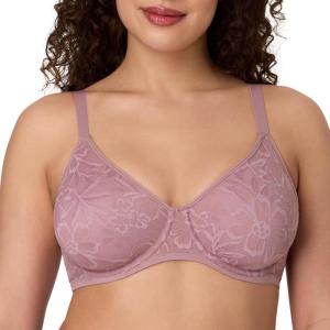 Bali Womens Breathe Underwire Bra, Cotton Modal Lightly Lined Bra, Full Coverage, Breathable, Convertible Straps(Smokey Purple Mauve)