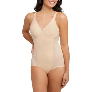 Bali Women’s Firm-Control Shapewear, All-In-One Body Shaper with Built-In Underwire Minimizer Bra(Soft Taupe)