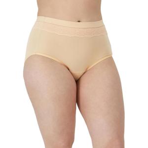 Bali Women’s Light Leak Period Protection Brief, Reusable Period Underwear, Women’s Absorbent Brief Panty(Soft Taupe)