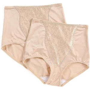 Bali Women’s Shapewear Double Support Light Control Brief with Lace Fajas 2-Pack DFX372(Soft Taupe)