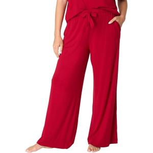 Bali Women’s Sleepwear Wide Leg Pants, Breathe Pajama Bottoms, Sleepwear Pants with Pockets, Drawstring Waistband(Rosy Red)