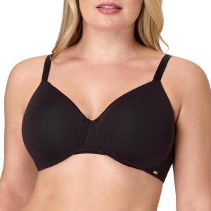 Bali Womens T-Shirt Bra, Cotton Collection Underwire Bra for Women, Full Coverage, Moisture-Wicking(Black)