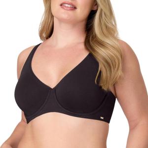 Bali Womens Underwire Bra, Cotton Collection 2-ply Underwire Bra, Moisture-Wicking, Full Coverage, Convertible Straps(Black)