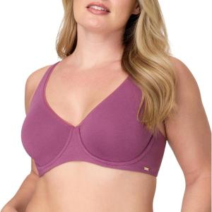 Bali Womens Underwire Bra, Cotton Collection 2-ply Underwire Bra, Moisture-Wicking, Full Coverage, Convertible Straps(Mauve Mood)