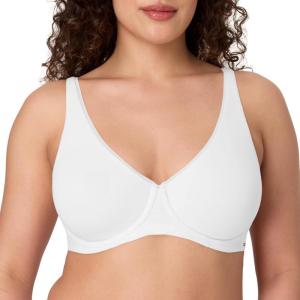 Bali Womens Underwire Bra, Cotton Collection 2-ply Underwire Bra, Moisture-Wicking, Full Coverage, Convertible Straps(White)