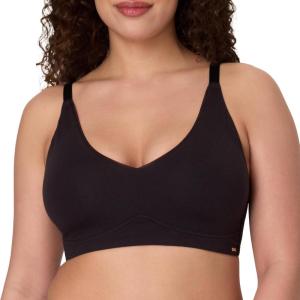 Bali Womens Wireless Bra, Cotton Collection Full-Coverage Bra for Women, Moisture-Wicking, Convertible Straps(Black)