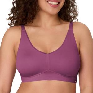 Bali Womens Wireless Bra, Cotton Collection Full-Coverage Bra for Women, Moisture-Wicking, Convertible Straps(Mauve Mood)
