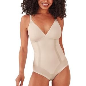 Bali womens Bodysuit Shapewear, Ultimate Smoothing Bodysuit, Removable Foam Cups(Almond)