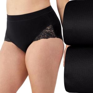 Bali womens Breathe Lace Shaping Brief, Breathable Modal Firm Control Shapewear Panty, 2-pack(Black Lace/Black Lace)