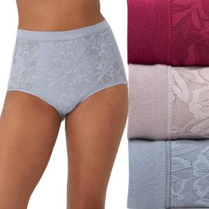 Bali womens Breathe Underwear, High-rise Briefs, Breathable Cotton Modal Lace Panties, 3-pack(Deep Cerise/Gloss/Silver Satin)
