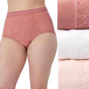 Bali womens Breathe Underwear, High-rise Briefs, Breathable Cotton Modal Lace Panties, 3-pack(Misted Rose/White/Light Buff)