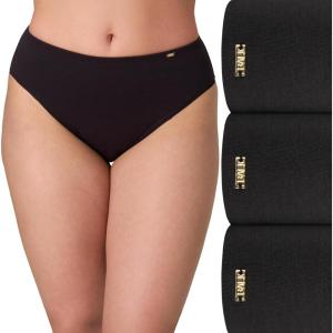 Bali womens Hi-cut Underwear Pack, Lux Cotton Essentials Hi-cut Underwear, Full Coverage Panties, Moisture-wicking, 3-pack(Black/Black/Black)