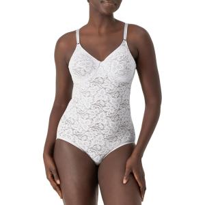 Bali womens Lace Shapewear, Faja Body Shaper, Lace ‘N Smooth Firm-control Shapewear for Women, Built-in Bra(White)