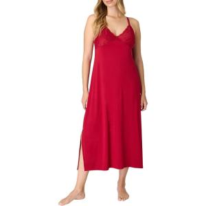 Bali womens Nightgown, Breathe Lace-trim Nightgowns for Women With Adjustable Straps, Breathable Sleepwear Gown(Rosy Red)