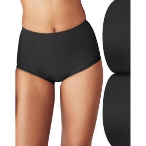 Bali womens Shaping Brief With Light Leak Protection, Firm Control Shapewear Panties, 2-pack(Black/Black)