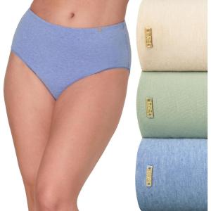 Bali womens Underwear Brief Pack, Lux Cotton Essentials Brief Underwear, Moisture-wicking, 3-pack(Purhnybhtr/Seagrsgrn/Htspbihtr)