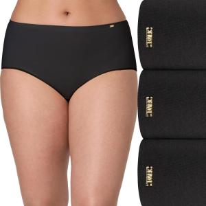 Bali womens Underwear Hipster Pack, Lux Cotton Essentials Hipster Underwear, Moisture-wicking, Tummy Control, 3-pack(Black/Black/Black)