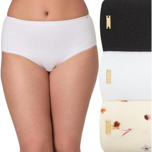 Bali womens Underwear Hipster Pack, Lux Cotton Essentials Hipster Underwear, Moisture-wicking, Tummy Control, 3-pack(Black/White/Ps Poppy Print)