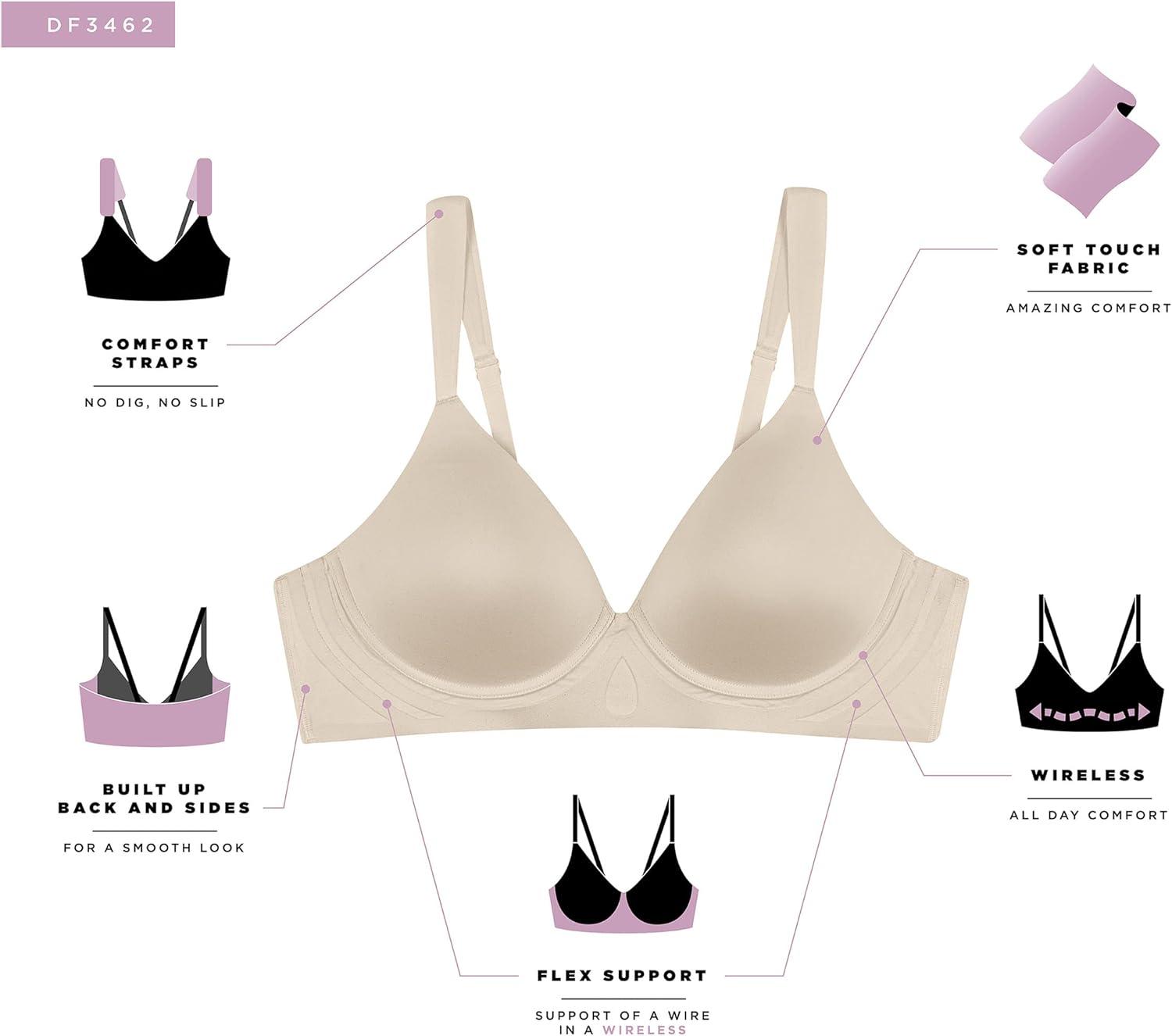 imageBali Womens Comfort Revolution Wirefree Bra Soft Touch Ultimate Wireless Support BraAlmond