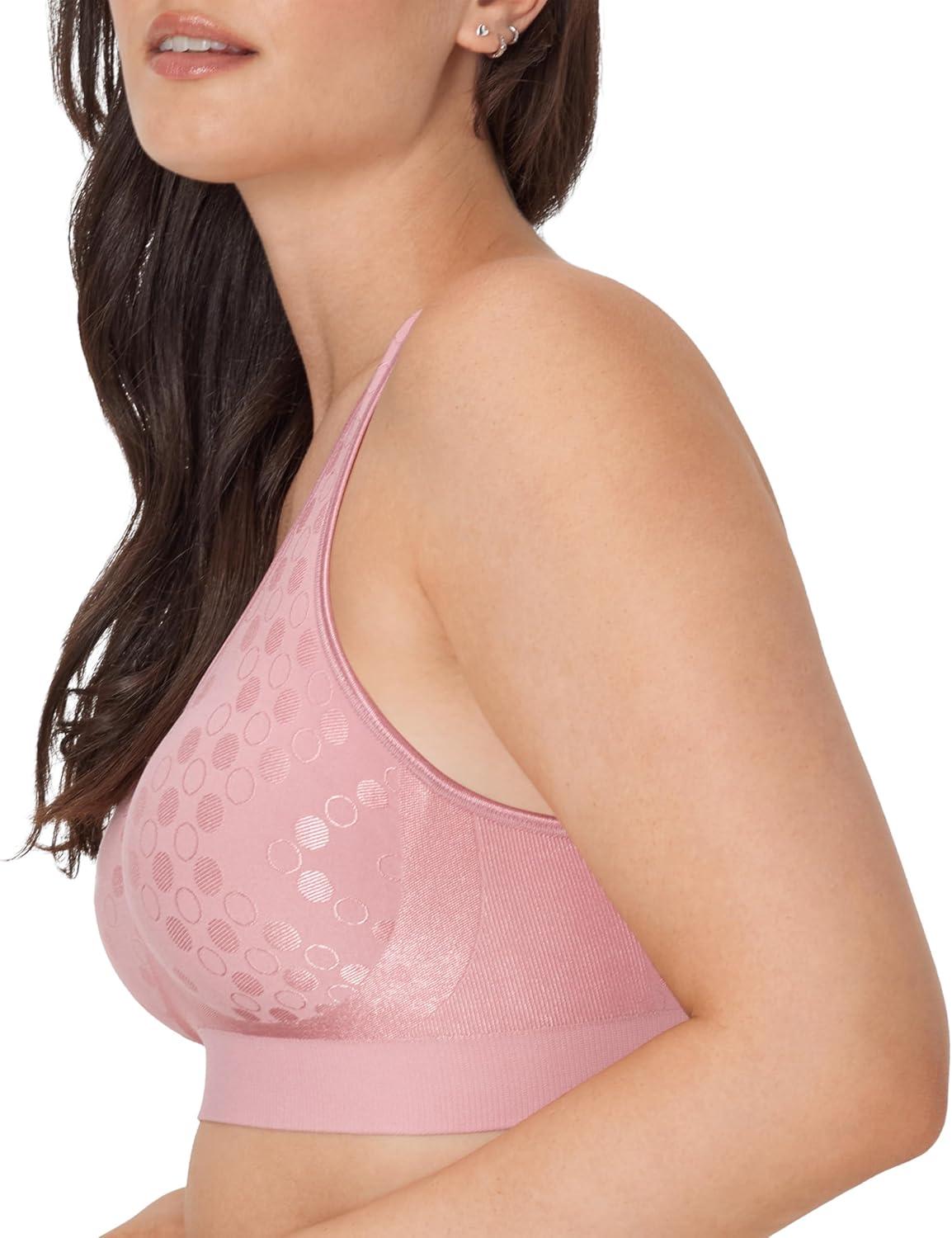 imageBali Womens Comfort Revolution Wireless Bra ComfortFlex Fit FullCoverage Bra DF3488Rose Tea Dot